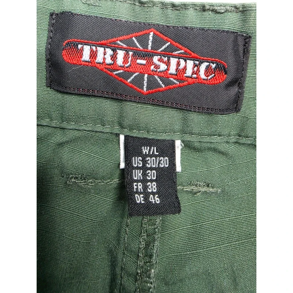 Tru-Spec Cargo Pants Men's 30x30 Olive Green Cotton Ripstop Straight Leg Hiking